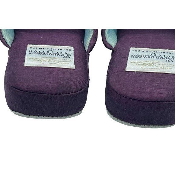 Suzanne Somers Loungewear Collection Slippers Burgundy Gold Beaded House Shoes - Picture 6 of 8